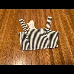 Zara blue/white vertical stripe crop top